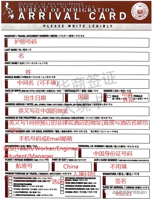 菲律賓航空入境卡在哪里領取(填寫內容是什么)