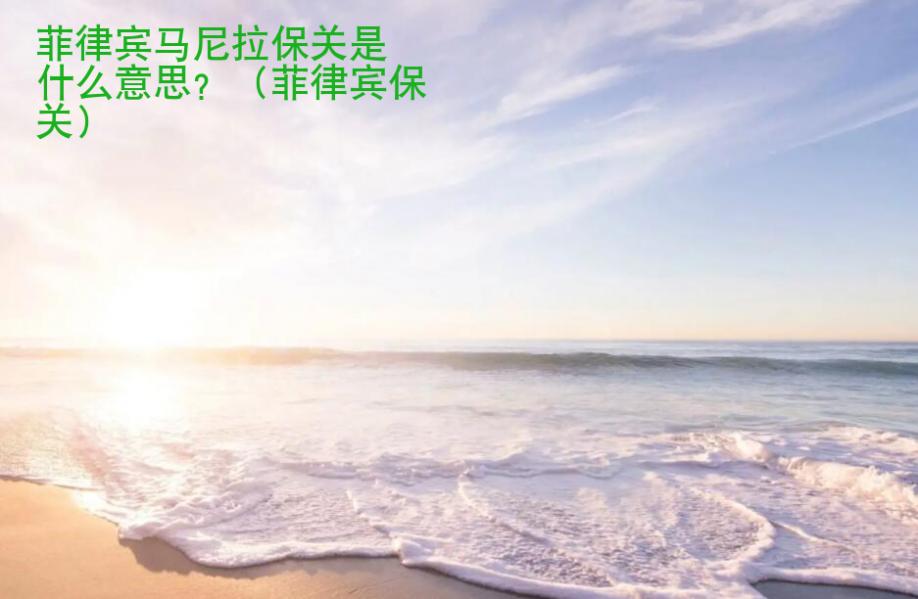 菲律賓馬尼拉保關(guān)是什么意思