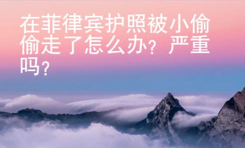 在菲律賓護(hù)照被小偷偷走了怎么辦？嚴(yán)重嗎？